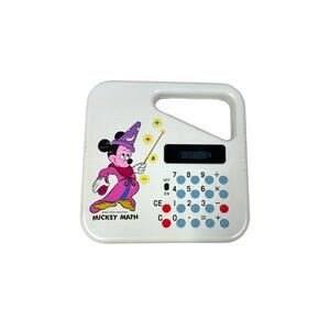 Vintage Mickey Mouse Sorcerer Calculator with Original Adaptor‎ and Bag. Tested!